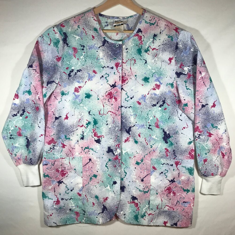 Sunshine Alley Adult Large Multicolor Long Sleeve Snap Button Scrub Jacket